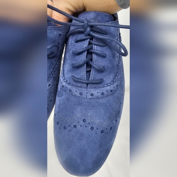 Cole Haan Zerogrand Wingtip Women's Blue Suede Leather Shoes Size 7B Excellent - Picture 10 of 16